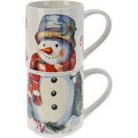 2-częściowy zestaw kubków Snowman, 265 ml,porcelana