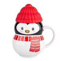 Altom Świąteczny kubek z silikonową pokrywką  Penguin, 350 ml