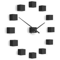 Future Time FT3000BK Cubic black Designowe zegar samoprzylepny, śr. 50 cm