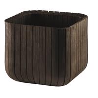 Keter Doniczka plastikowa Cube planter M brązowy, 30 x 30 x 30 cm