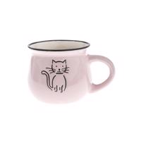 Kubek ceramiczny Cat 75 ml, różowy