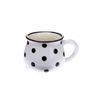 Kubek ceramiczny Dots 75 ml,  biały, biały + czarny