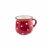 Kubek ceramiczny Dots 75 ml,  czerwony