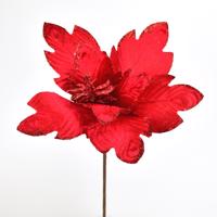 Kwiat Poinsettie czerwony na drucie, śr. 30 cm