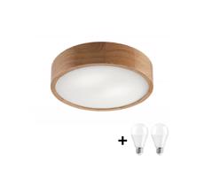 LED Plafon OAK 2xE27/10W/230V dąb śr. 37 cm