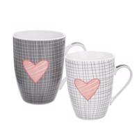 Orion 2-częściowy komplet kubków porcelanowych PINK HEART, 350 ml.