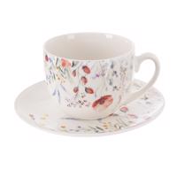 Orion Porcelanowy kubek ze spodkiem Poppy, 0,28 l