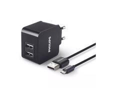 Philips DLP2307U/12 - Adapter do ładowania 2xUSB/15,5W/230V + kabel micro USB 1m