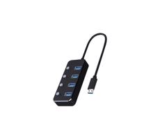 Rozgałęźnik USB z przełącznikami 4xUSB-A 3.0 czarny