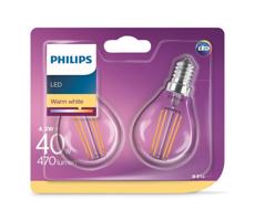 SET 2x LED Żarówka VINTAGE Philips E14/4,3W/230V 2700K