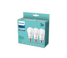 SET 3xLED Żarówka Philips A60 E27/13W/230V 4000K