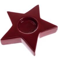 Świąteczny ceramiczny świecznik na tea light Astreczerwony, 11,5 x 11,5 cm