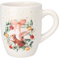 Świąteczny kubek porcelanowy Veverčin wieniec, 350 ml