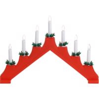 Świecznik świąteczny Candle Bridge czerwony, 7 LED