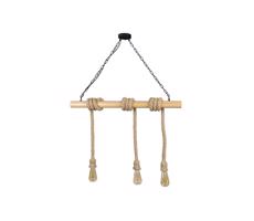 Żyrandol na łańcuchu ROPE WOOD 3xE27/12W/230V